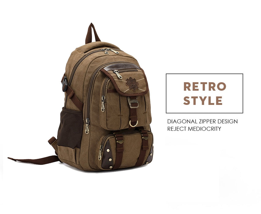 Men's Vintage Canvas Laptop Backpack Large Travel Bag