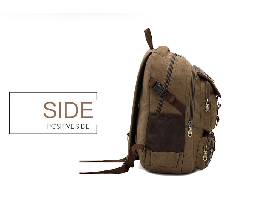 Men's Vintage Canvas Laptop Backpack Large Travel Bag