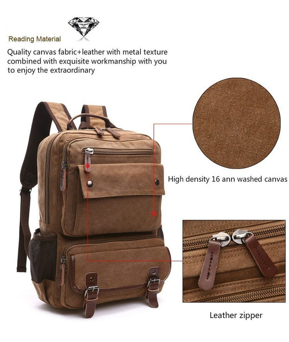 Vintage Style Canvas Travel Laptop Backpack