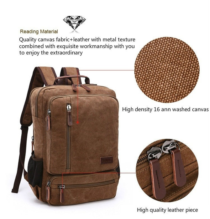 Vintage Canvas Backpack Men Laptop Travel Bag