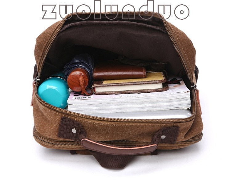 Vintage Canvas Backpack Men Laptop Travel Bag