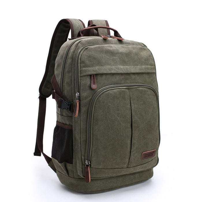 Vintage Style Canvas Laptop Backpack For Travel & Hiking