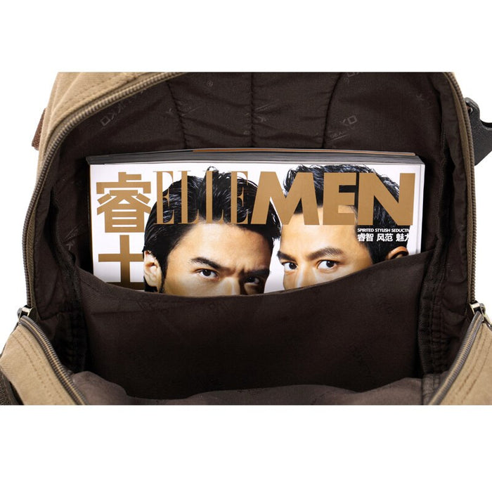 Men's Vintage Canvas Laptop Backpack Large Travel Bag