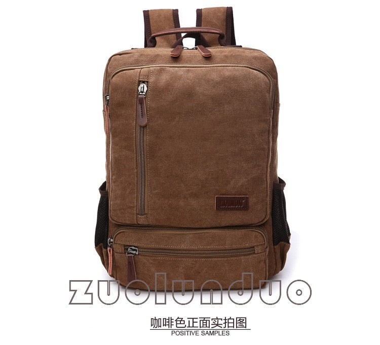 Vintage Canvas Backpack Men Laptop Travel Bag