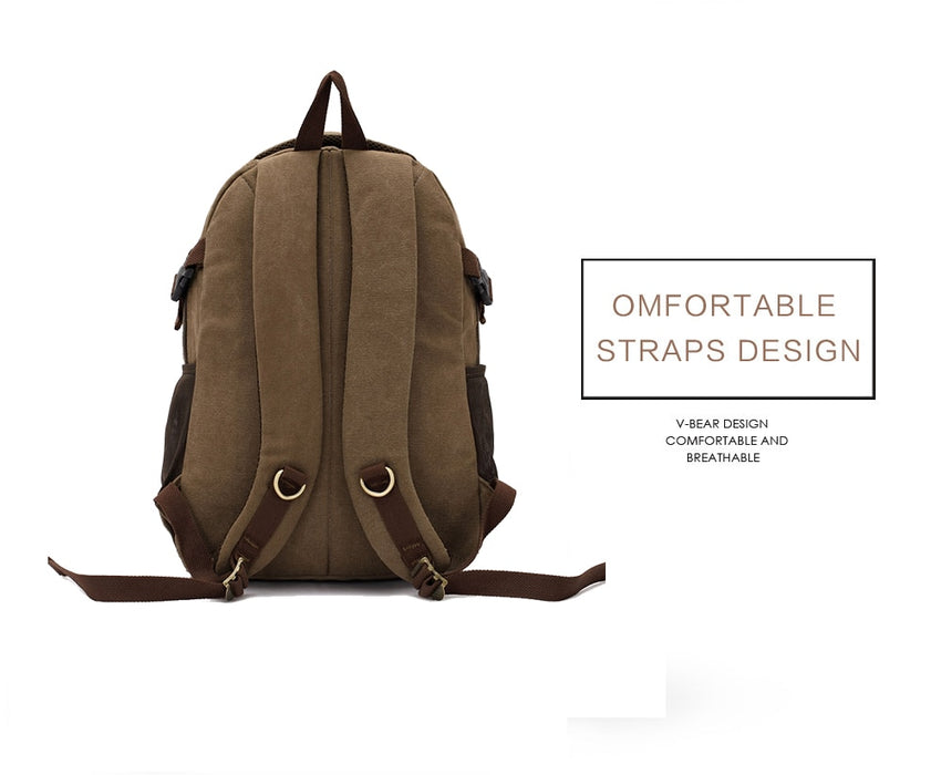 Men's Vintage Canvas Laptop Backpack Large Travel Bag