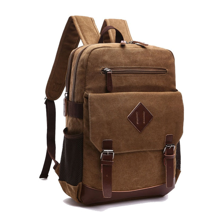 Vintage Canvas Laptop Backpack for Men - School & Travel Bookpack 15.6 Inches