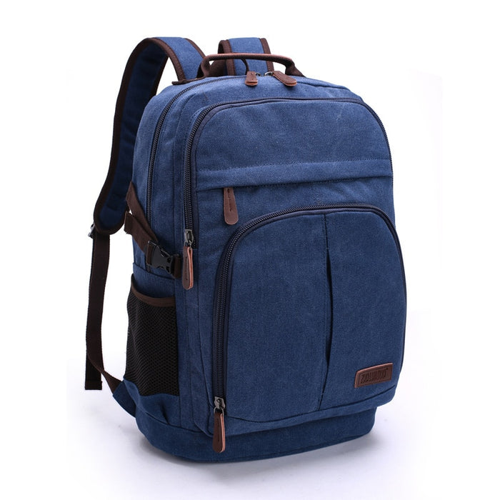 Vintage Style Canvas Laptop Backpack For Travel & Hiking