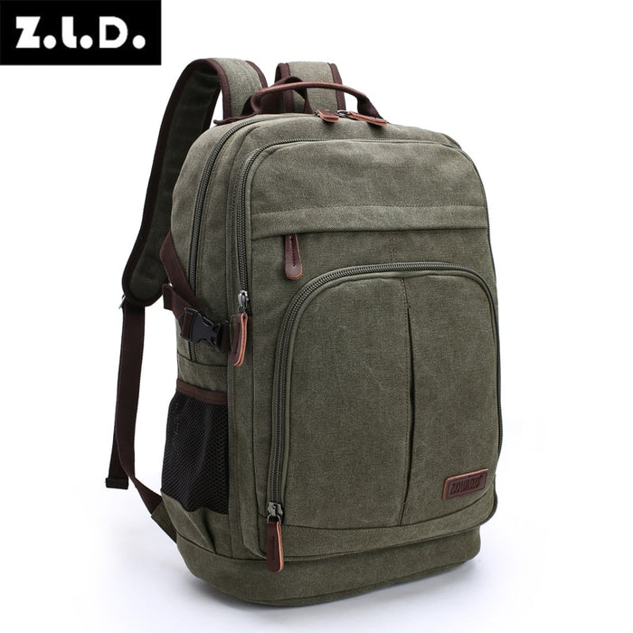 Vintage Style Canvas Laptop Backpack For Travel & Hiking