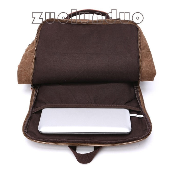 Vintage Canvas Backpack Men Laptop Travel Bag