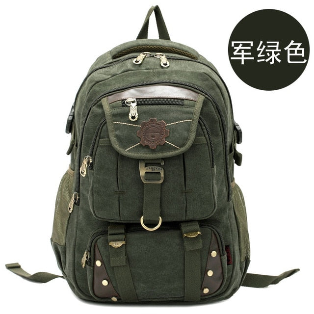 Men's Vintage Canvas Laptop Backpack Large Travel Bag