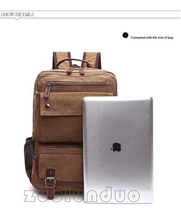 Vintage Style Canvas Travel Laptop Backpack