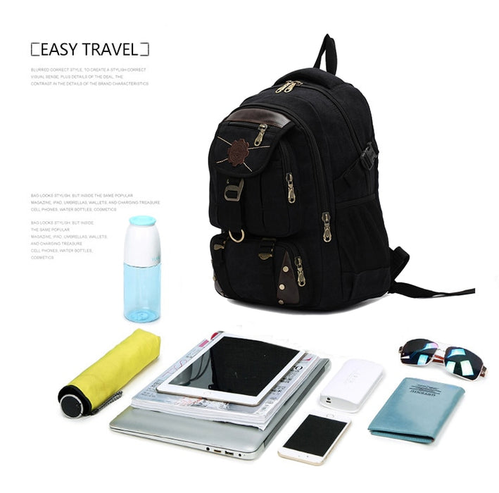 Men's Vintage Canvas Laptop Backpack Large Travel Bag