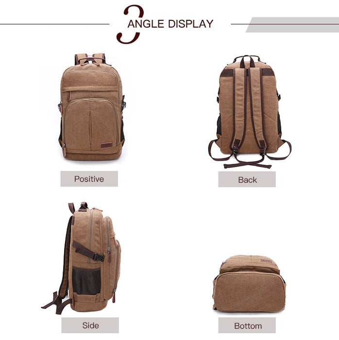 Vintage Style Canvas Laptop Backpack For Travel & Hiking