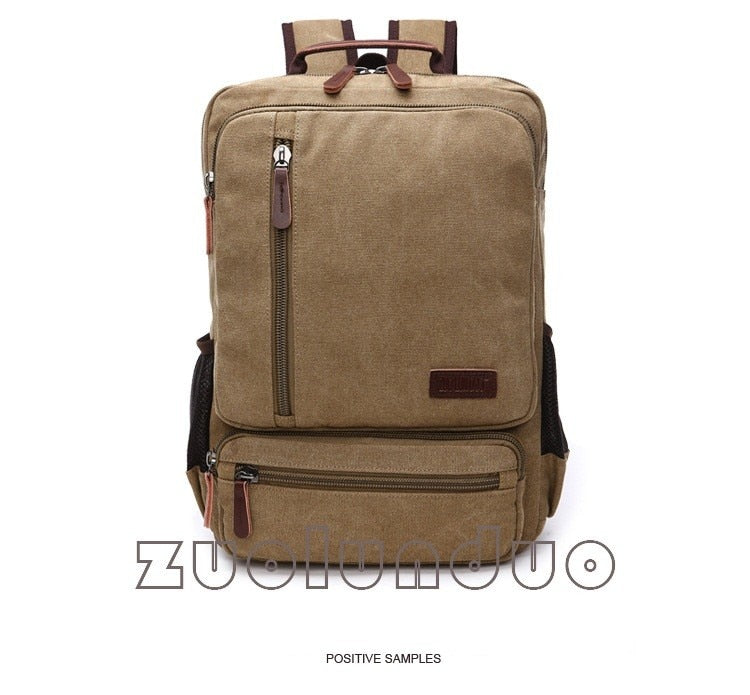 Vintage Canvas Backpack Men Laptop Travel Bag