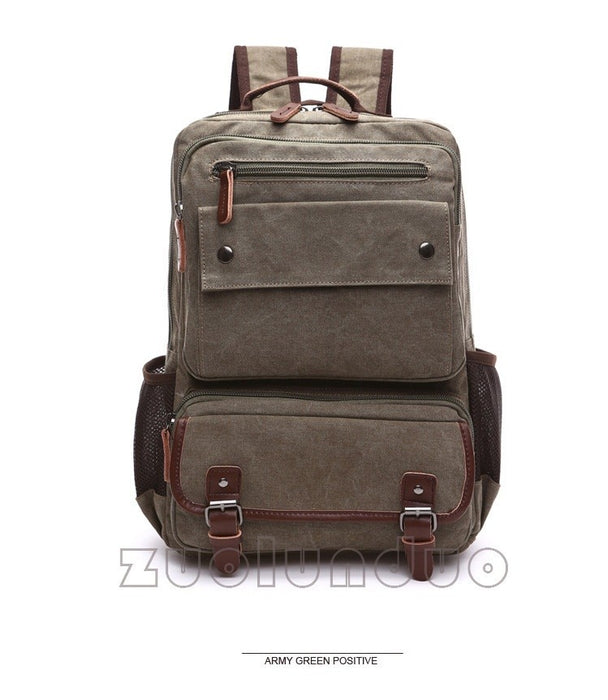 Vintage Style Canvas Travel Laptop Backpack