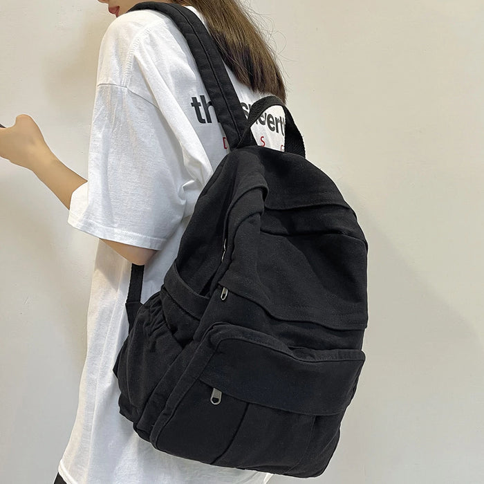 Front Pocket Small Canvas Backpack Plain Canvas School Backpack