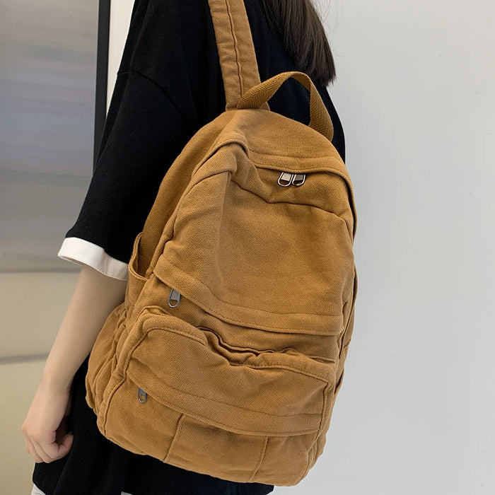 Front Pocket Small Canvas Backpack Plain Canvas School Backpack