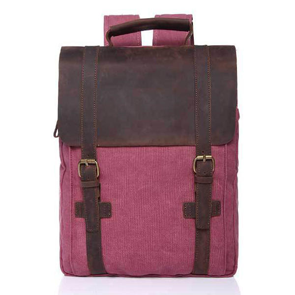 Vintage Canvas Leather Satchel Backpack Bookbag