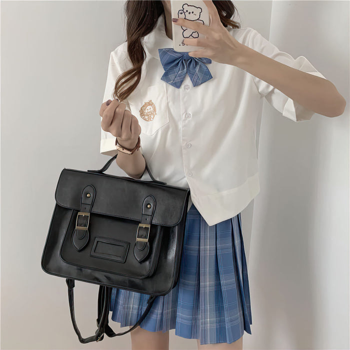 Vintage Faux Leather Satchel Backpack