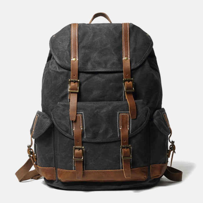 Waxed Canvas Leather Hiking Backpack