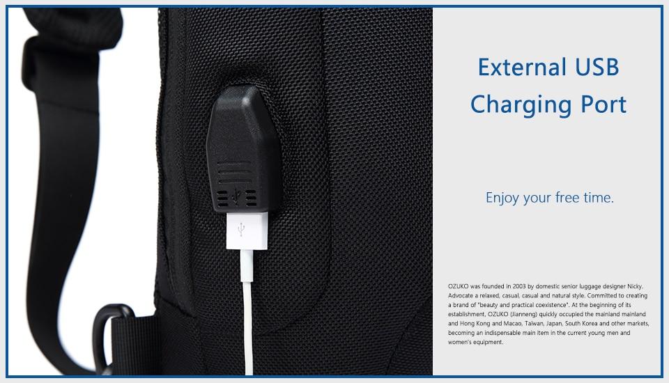 Waterproof Anti-theft Sling Backpack With USB Port