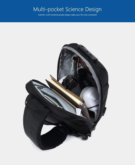 Waterproof Anti-theft Sling Backpack With USB Port