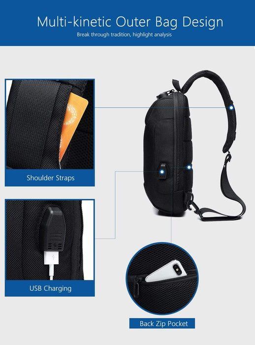 Waterproof Anti-theft Sling Backpack With USB Port