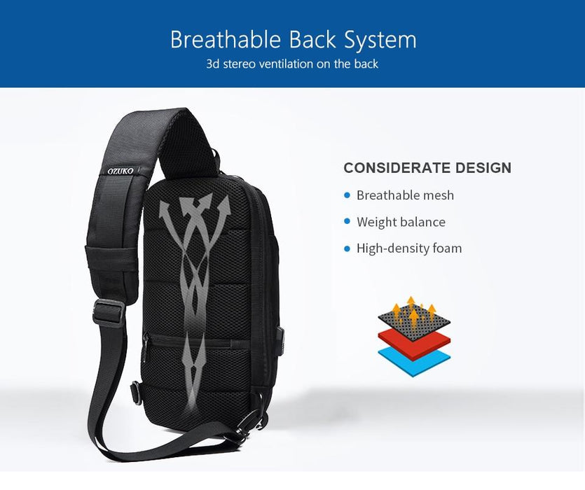 Waterproof Anti-theft Sling Backpack With USB Port