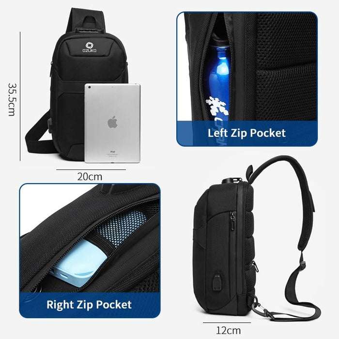 Anti-theft Crossbody Sling Backpack With USB Port