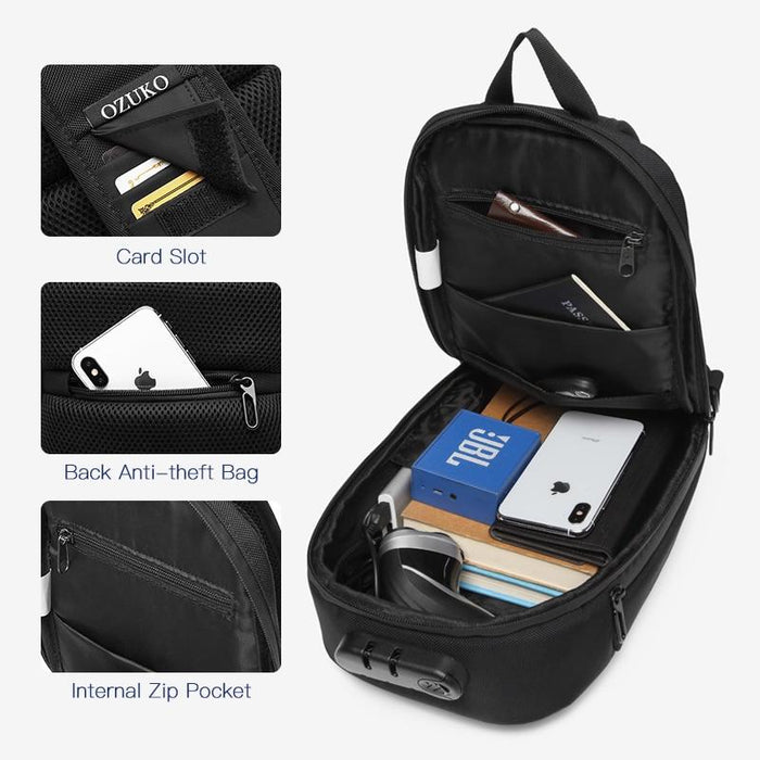 Anti-theft Crossbody Sling Backpack With USB Port