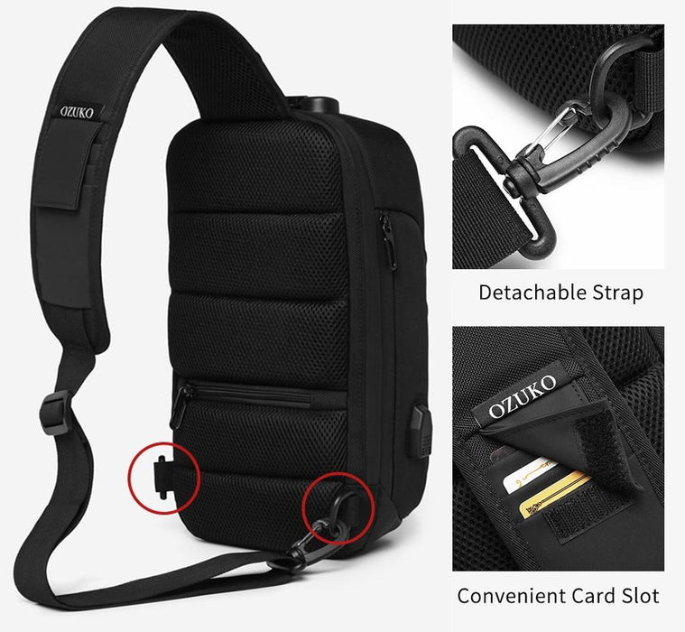 Anti-theft Crossbody Sling Backpack With USB Port
