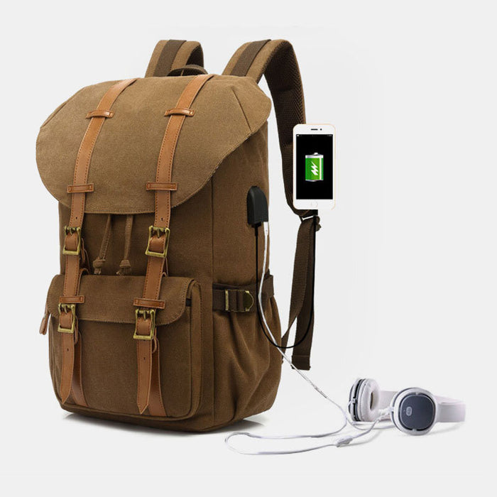 High Capacity Travel Laptop Canvas Backpack