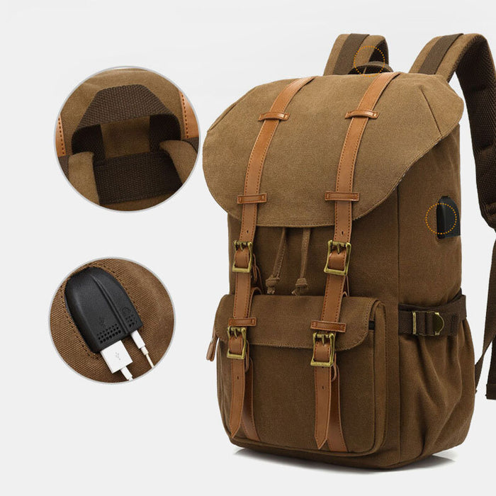 High Capacity Travel Laptop Canvas Backpack