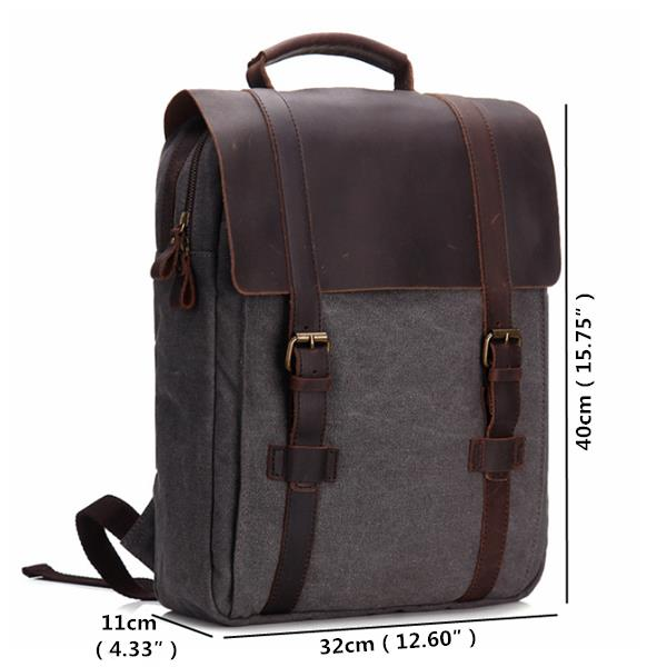 Vintage Canvas Leather Satchel Backpack Bookbag