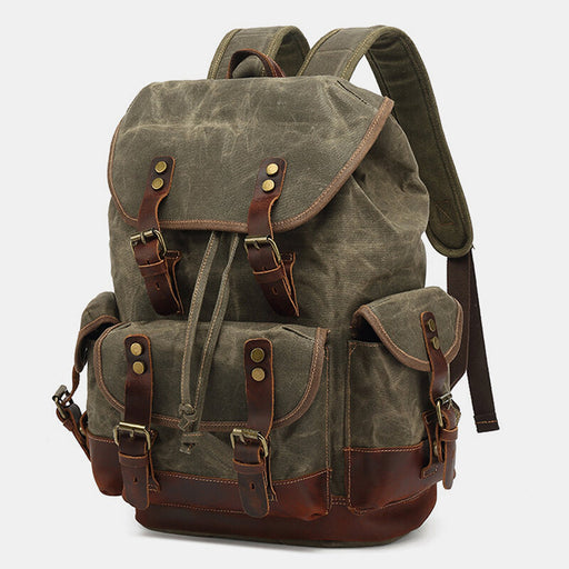Vintage Waxed Canvas Leather Travel Backpack