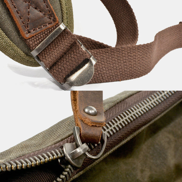 Waxed Canvas Roll Top Backpack Vintage Laptop Rucksack