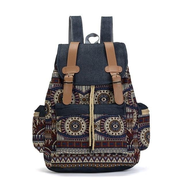 Small Bohemian Canvas School Backpack