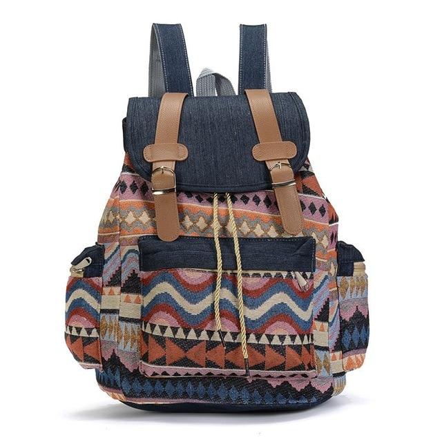 Small Bohemian Canvas School Backpack