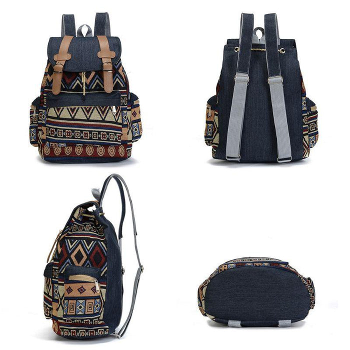 Small Bohemian Canvas School Backpack