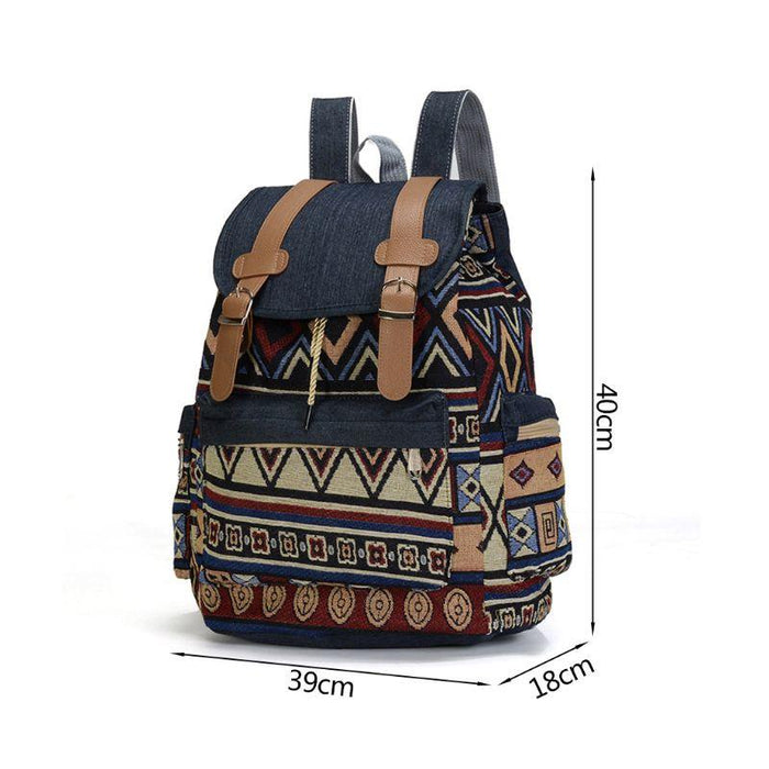 Small Bohemian Canvas School Backpack
