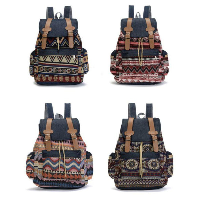 Small Bohemian Canvas School Backpack