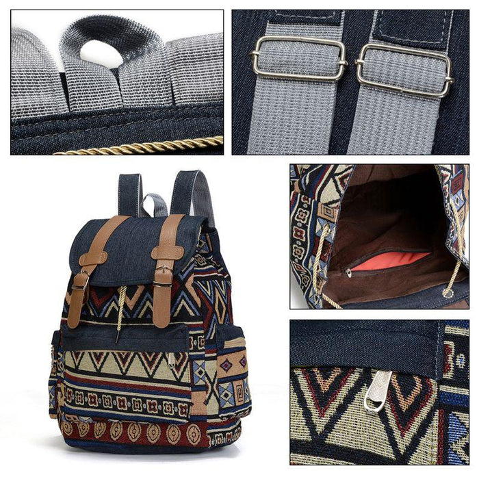 Small Bohemian Canvas School Backpack