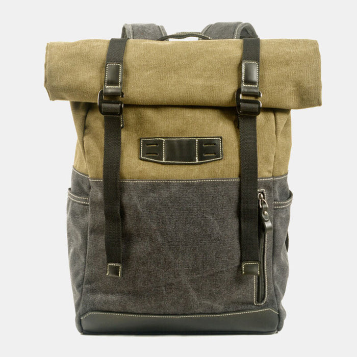 Vintage Waterproof Roll Top Canvas Backpack