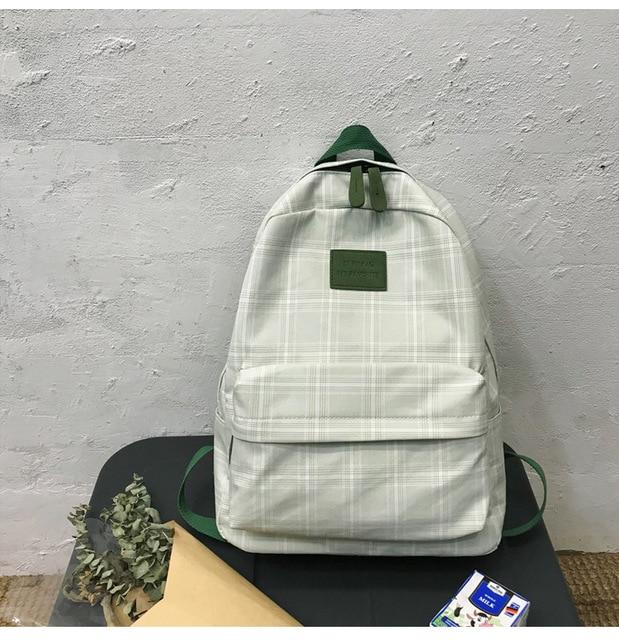 Korean Style Checked School Book Backpack