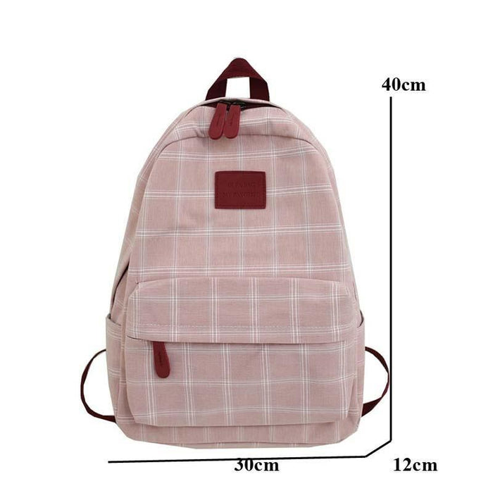 Korean Style Checked School Book Backpack