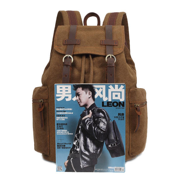 Large Vintage Canvas Travel Backpack Rucksack