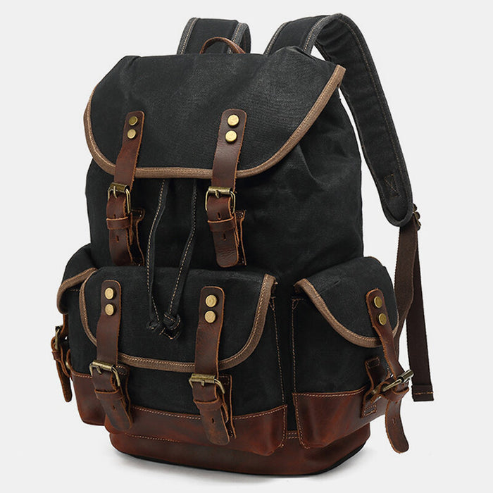 Vintage Waxed Canvas Leather Travel Backpack