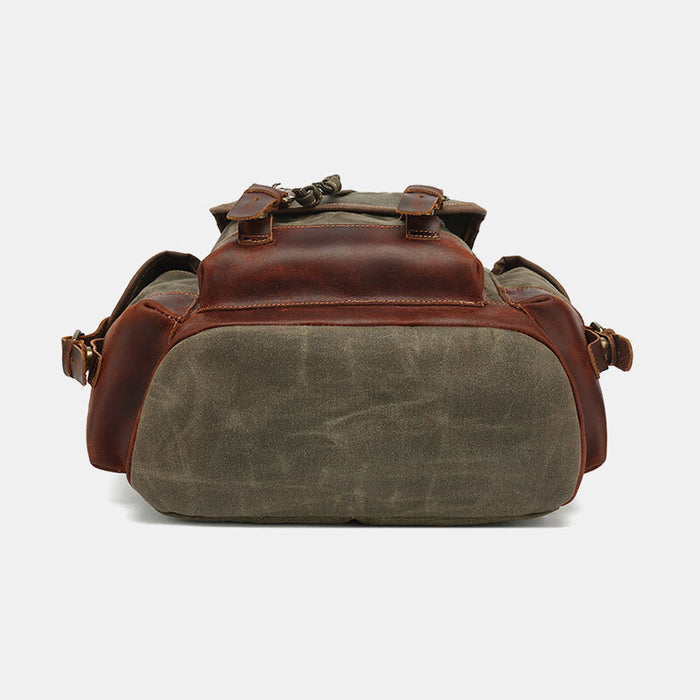Vintage Waxed Canvas Leather Travel Backpack