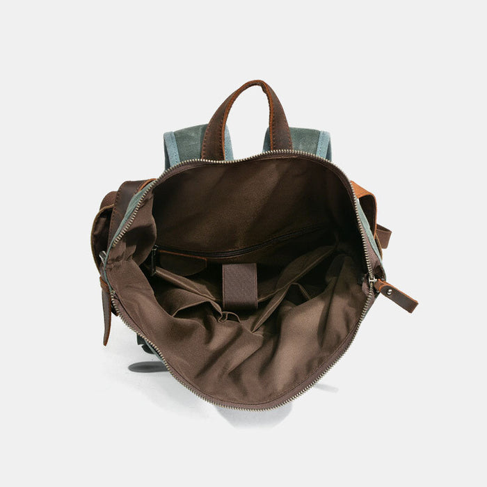 Waxed Canvas Roll Top Backpack Vintage Laptop Rucksack