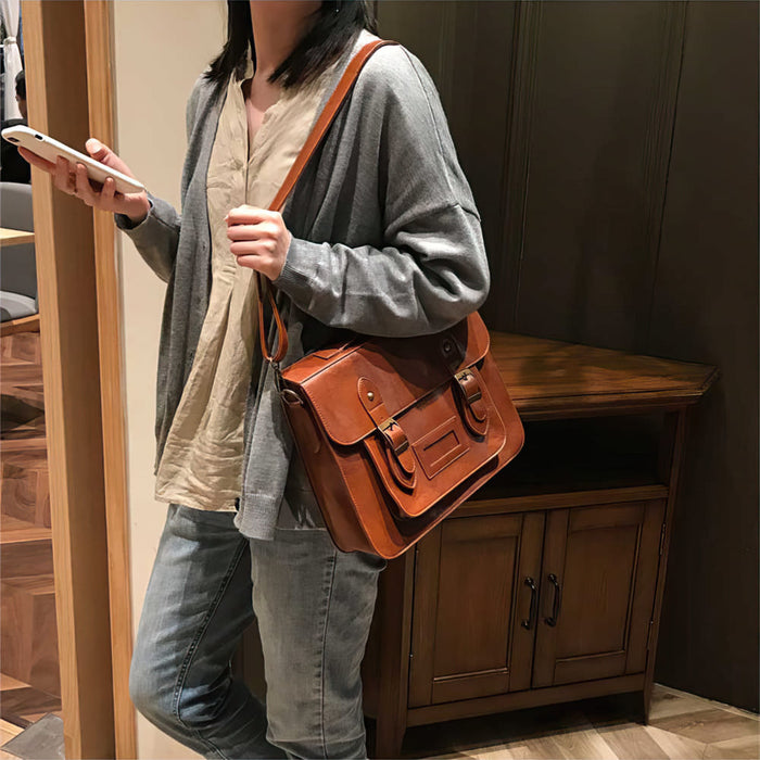 Vintage Faux Leather Satchel Backpack
